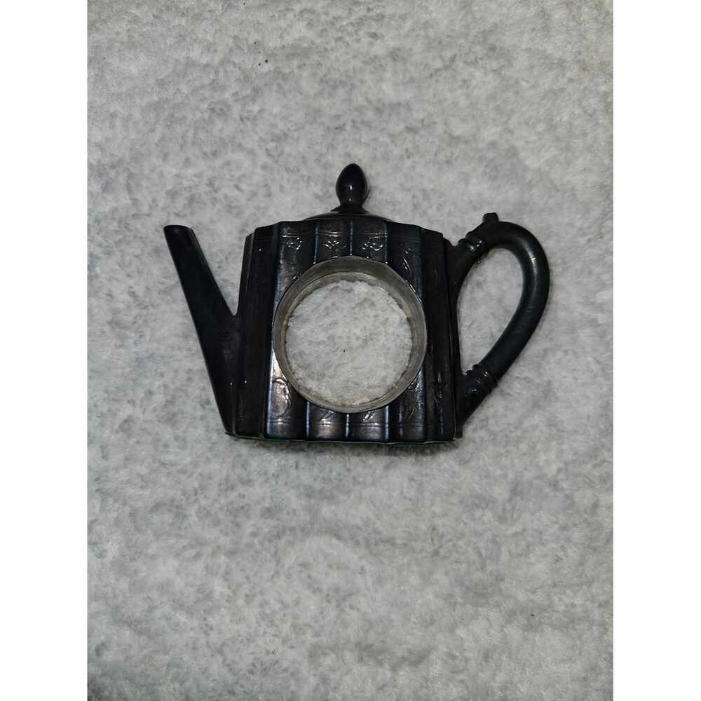 Godlinger Vintage Velvet Box with Four Silver Plated Teapot Napkin Holders - Picture 9 of 11